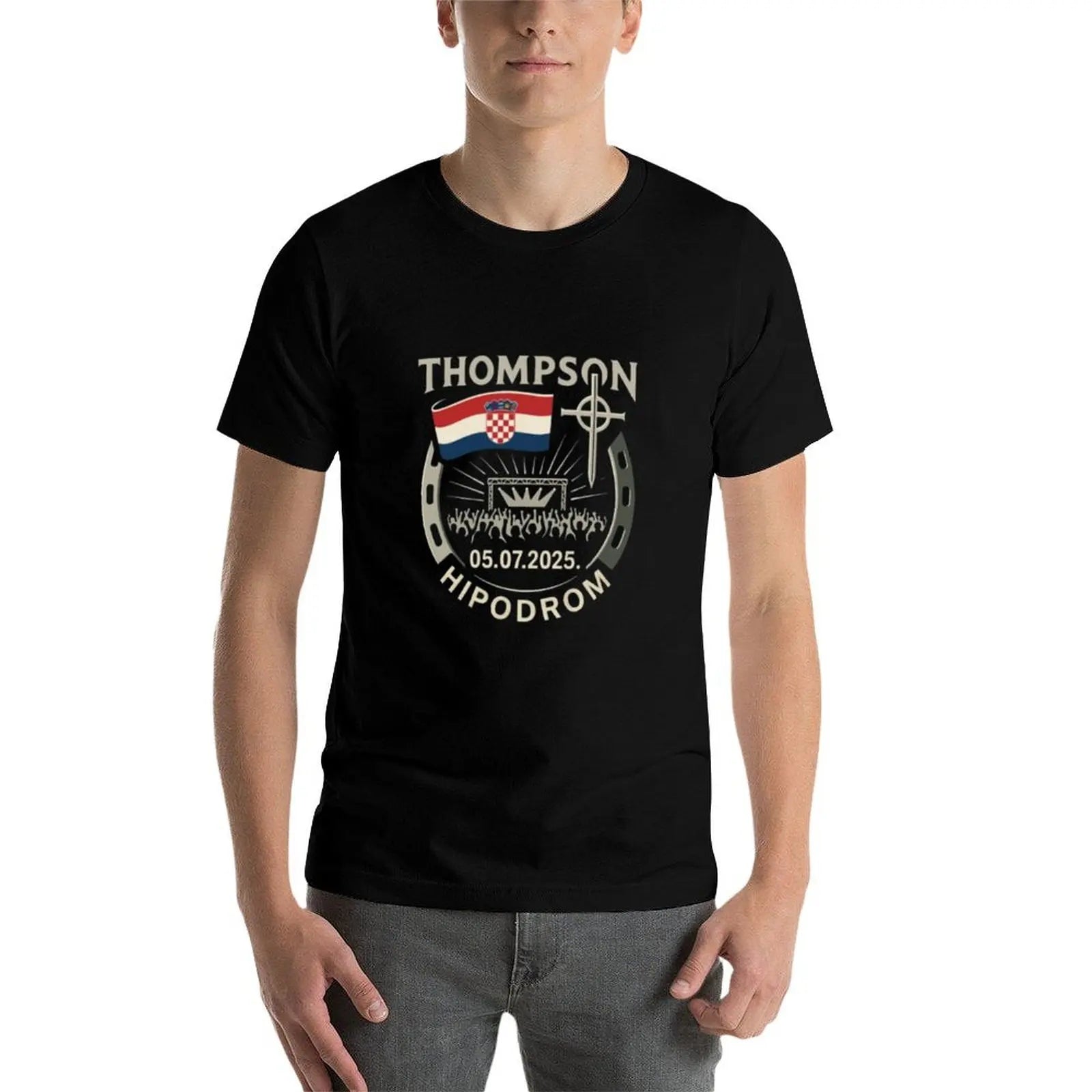 Thompson Hipodrom Zagreb Gold Edition T-Shirt Blanks Rapper Graphic Tees Basketball Graphic Tees Men'S T-Shirt