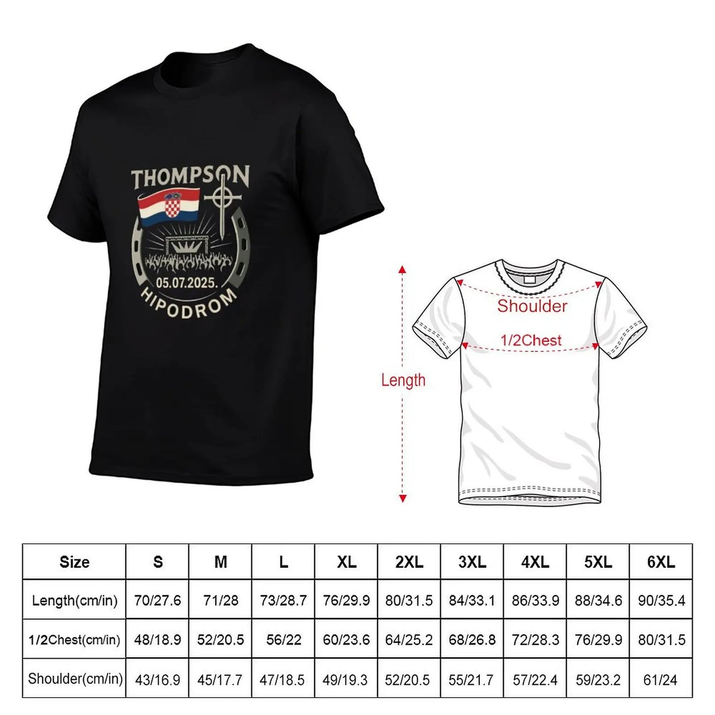 Thompson Hipodrom Zagreb Gold Edition T-Shirt Blanks Rapper Graphic Tees Basketball Graphic Tees Men'S T-Shirt